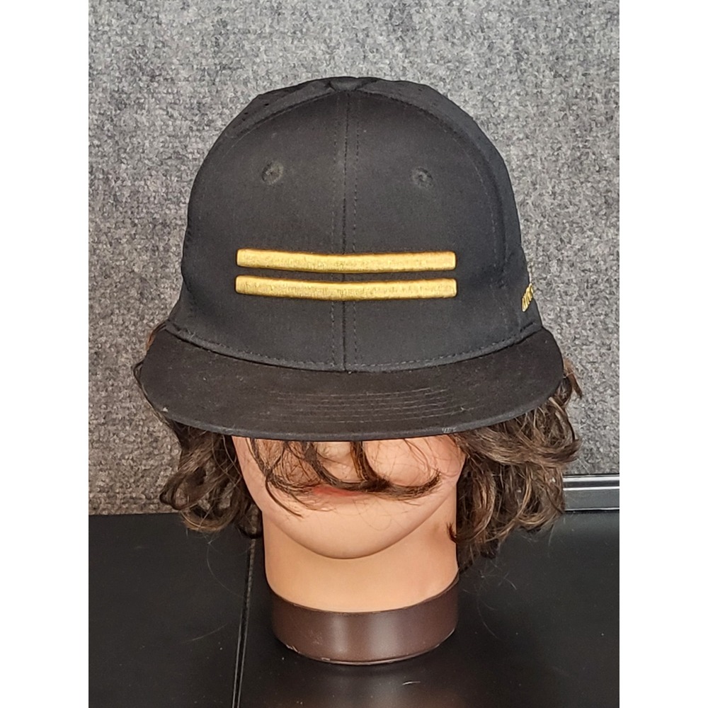 Warstic Baseball Cap Hat‎ Black Gold Stripes Performance XS Small Fitted